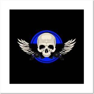 Wing Skull - BLUE Posters and Art